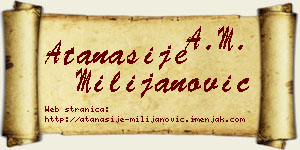 Atanasije Milijanović vizit kartica
